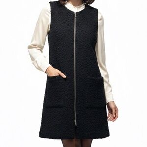 Sanctuary Black Teddy Bouclé Zip-Front Long Vest